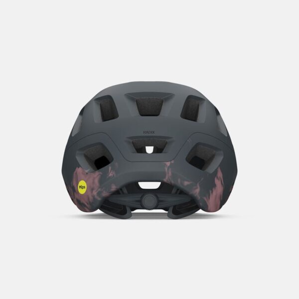 Harmaa/pinkki Giro Radix Mips pyöräilykypärä takaa kuvattuna