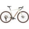 Valkoinen Cannondale Topstone Carbon 3 GRX 1x gravel-pyörä sivusta kuvattuna