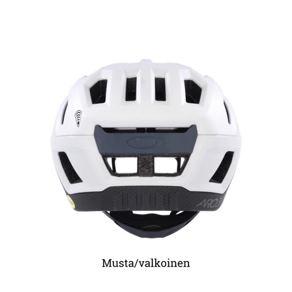 Musta/valkoinen Oakley ARO3 Endurance MIPS pyöräilykypärä takaa kuvattuna