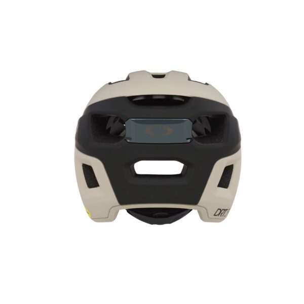 Beige/musta Oakley DRT3 MIPS pyöräilykypärä takaa kuvattuna