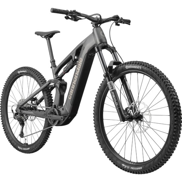 Cannondale Moterra 3 täysjousitettu sähkömaastopyörä etuviistosta kuvattuna