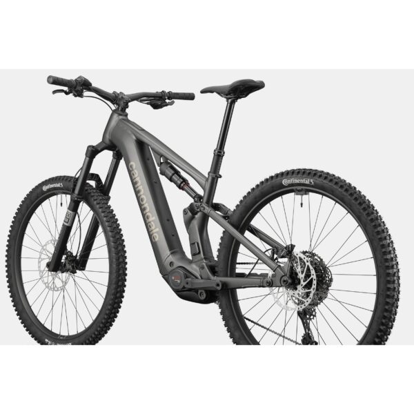 Cannondale Moterra 3 täysjousitettu sähkömaastopyörä takaviistosta kuvattuna