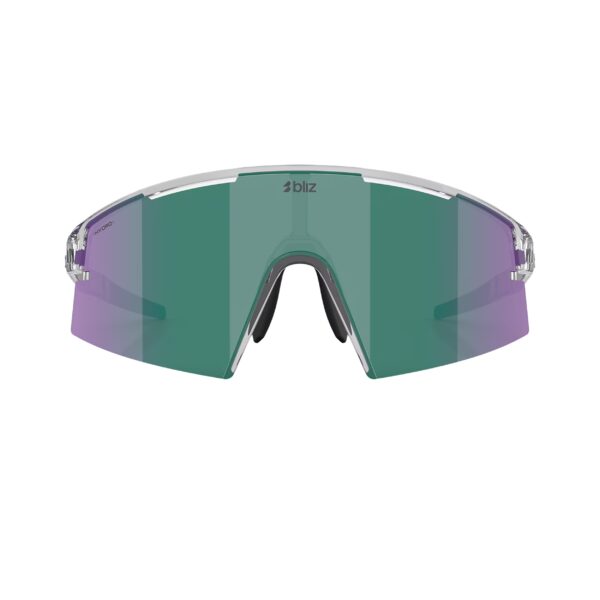Bliz P006 Crystal Black Green Green Multi urheilulasit edestä kuvattuna sangat auki