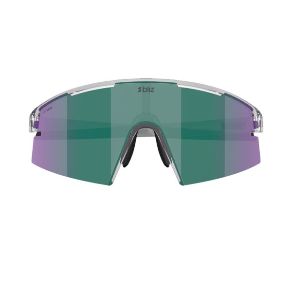 Bliz P006 Crystal Black Green Green Multi urheilulasit edestä kuvattuna sangat kiinni