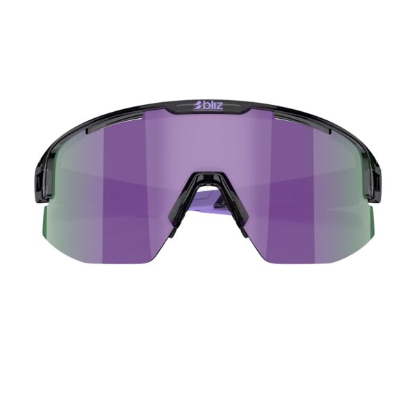 Bliz Matrix Small Crystal Black Purple urheilulasit edestä kuvattuna sangat kiinni
