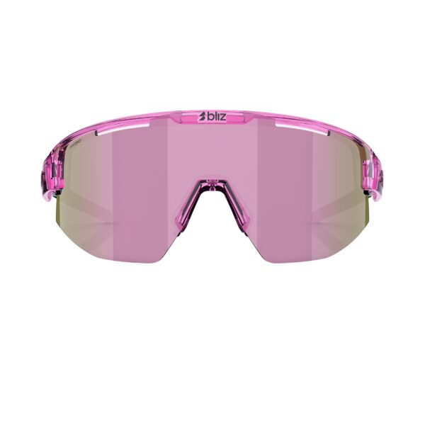 Bliz Matrix Small Transparent Pink Rose urheilulasit edestä kuvattuna sangat auki