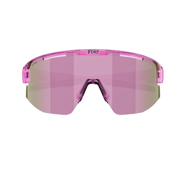 Bliz Matrix Small Transparent Pink Rose urheilulasit edestä kuvattuna sangat kiinni
