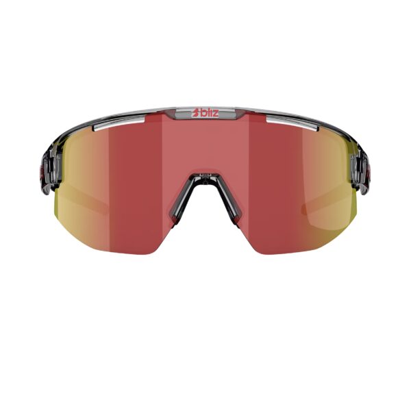Bliz Matrix Transparent Dark Grey Red urheilulasit edestä kuvattuna sangat auki