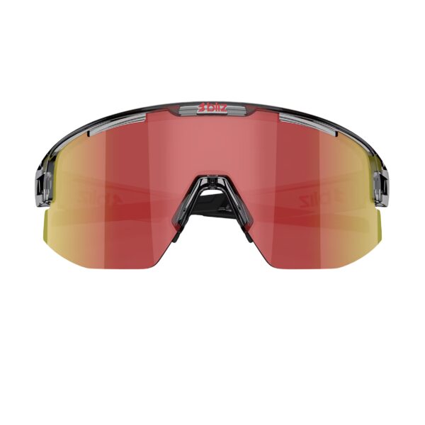 Bliz Matrix Transparent Dark Grey Red urheilulasit edestä kuvattuna sangat kiinni