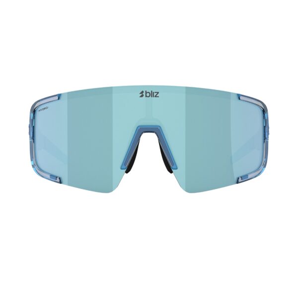 Bliz P003 Transparent Blue Ice Blue urheilulasit edestä kuvattuna sangat auki