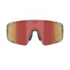 Bliz P003 Transparent Dark Grey Red urheilulasit edestä kuvattuna sangat auki