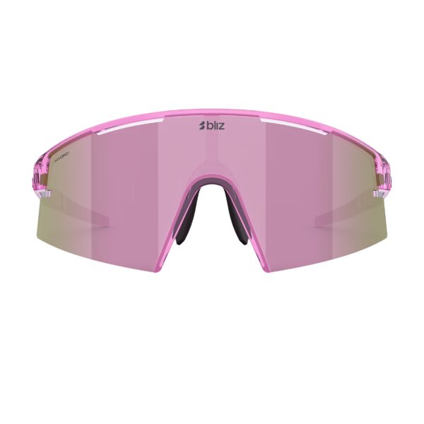 Bliz P006 Transparent Pink Brown Rose urheilulasit edestä kuvattuna sangat auki