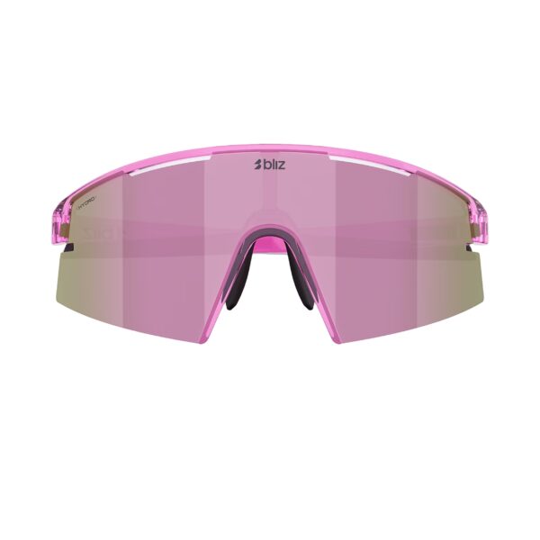 Bliz P006 Transparent Pink Brown Rose urheilulasit edestä kuvattuna sangat kiinni