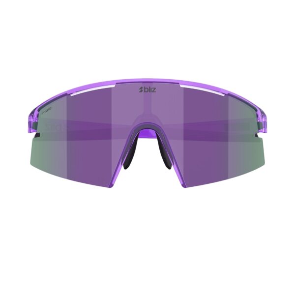 Bliz P006 Transparent Purple Smoke Purple Mirror urheilulasit edestä kuvattuna sangat kiinni