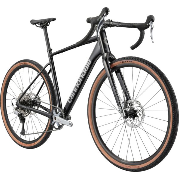 Musta Cannondale Topstone CAAD 2 CUES 1x gravel-pyörä etuviistosta kuvattuna